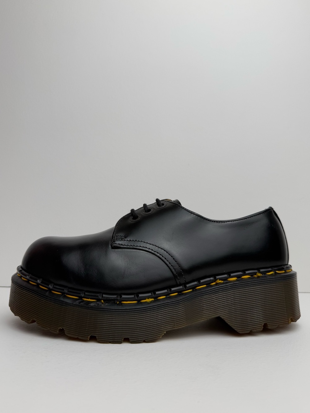 Vintage Dr. Martens Platforms 1925 Black Leather Envy Chunky MIE Oxfords UK 7 - Picture 4 of 16